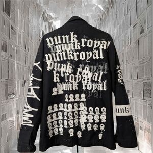 Punk Royal Long Jacket | Skull Graphic Punk Goth Streetwear | Size M